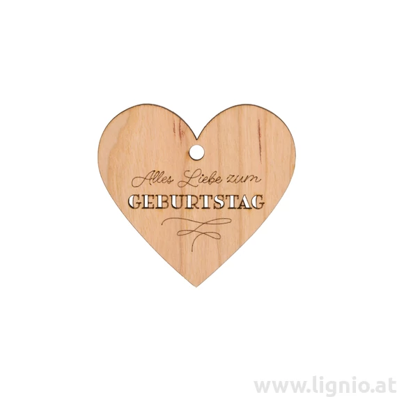 Herz aus Kirschholz "Alles Liebe zum Geburtstag"