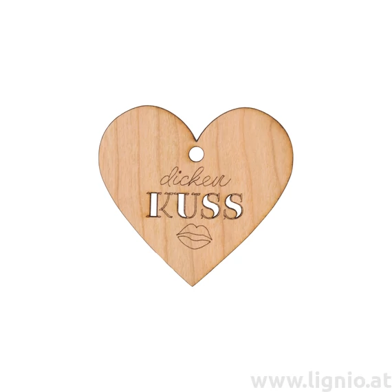 Herz aus Kirschholz "Dicken Kuss"