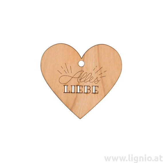 Herz aus Kirschholz "Alles Liebe"