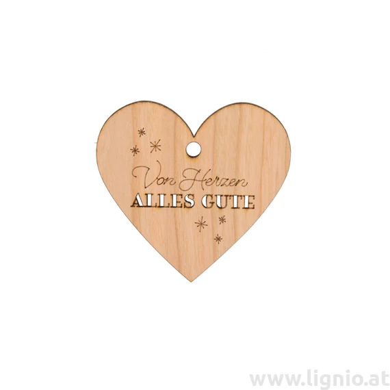 Herz aus Kirschholz "Von Herzen Alles Gute"