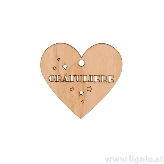 Herz aus Kirschholz "Gratuliere"