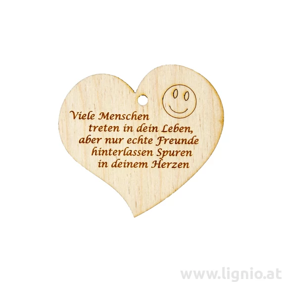 Herzanhänger "Viele Menschen treten in dein Leben, aber nur echte Freunde hinterlassen Spuren in deinem Herzen"