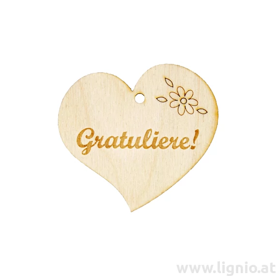 Herzanhänger "Gratuliere" (Blume)