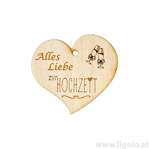 Herzanhänger "Alles Liebe zur Hochzeit (Gläser)"