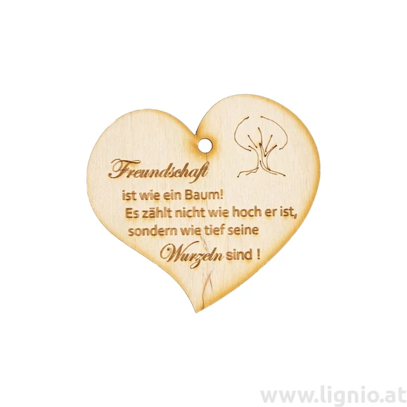 Herzanhänger "Freundschaft ist wie ein Baum! Es zählt nicht wie hoch er ist, sondern wie tief seine Wurzeln"