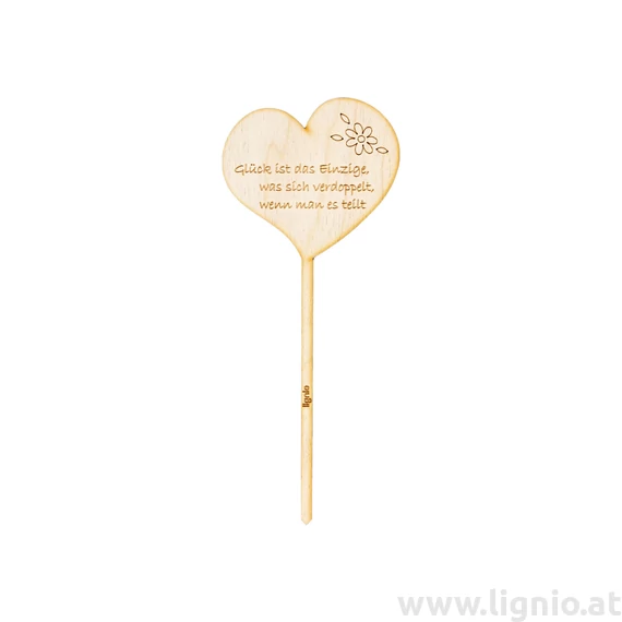 Blumenstecker Herz "Glück ist das einzige, was sich verdoppelt,wenn man es teilt"