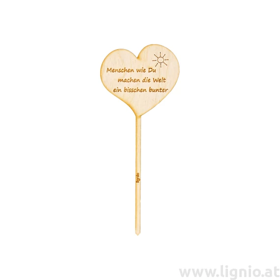 Blumenstecker Herz "Menschen wie du machen die Welt ein bisschen bunter"