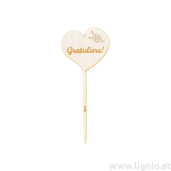 Blumenstecker Herz "Gratuliere! (Blume)"