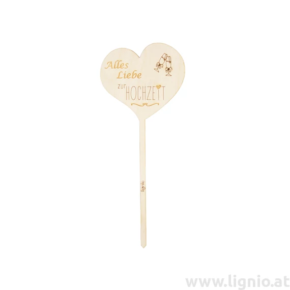 Blumenstecker Herz "Alles Liebe zur Hochzeit (Gläser)"