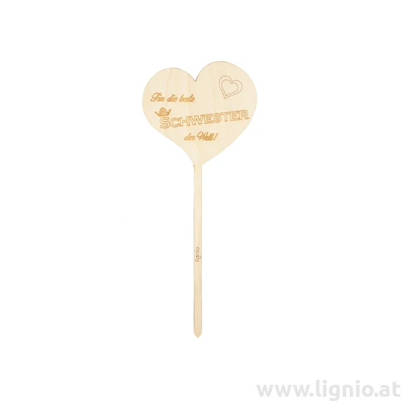 Blumenstecker Herz "Für die beste Schwester der Welt"