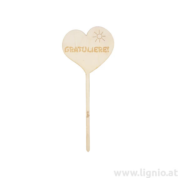 Blumenstecker Herz "Gratuliere! (Sonne)"