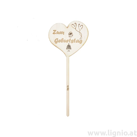 Blumenstecker Herz "Zum Geburtstag (Torte)"