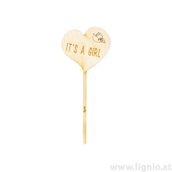 Blumenstecker Herz "It's a girl"