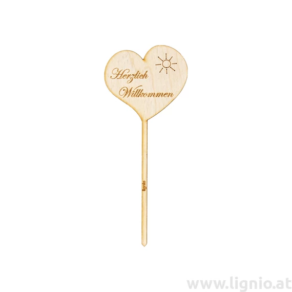 Blumenstecker Herz "Herzlich Willkommen"