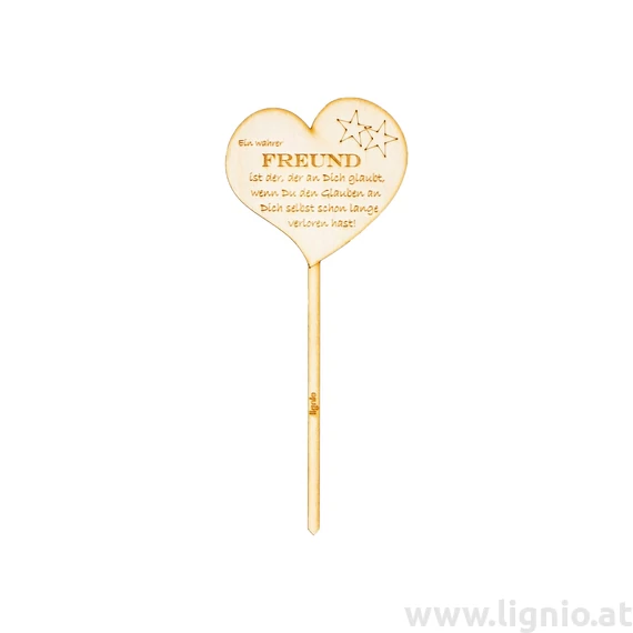 Blumenstecker Herz "Ein wahrer Freund ist der,der an Dich glaubt, wenn Du den Glauben an Dich selbst schon lange"