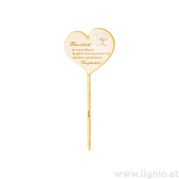 Blumenstecker Herz "Freundschaft ist wie ein Baum! Es zählt nicht wie hoch er ist, sondern wie tief seine Wurzel"