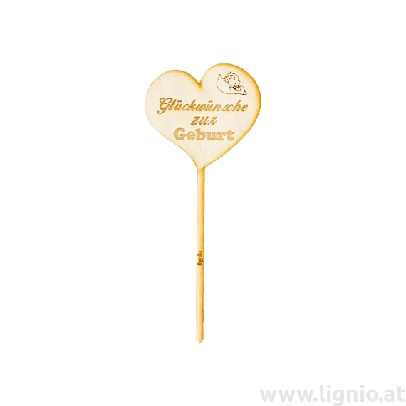 Blumenstecker Herz "Glückwünsche zur Geburt"