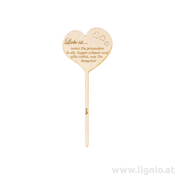 Blumenstecker Herz "Liebe ist...wenn du jemandem in die Augen schaust und alles siehst, was du brauchst "