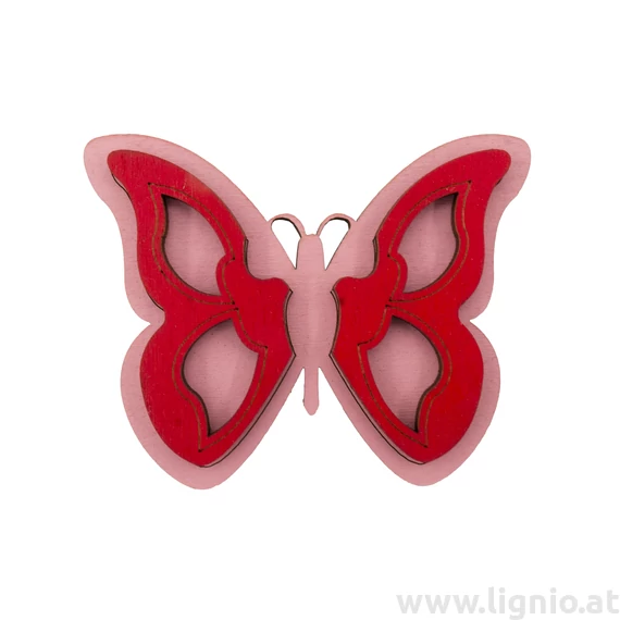 Holzfigure "Schmetterling rosa 3D"