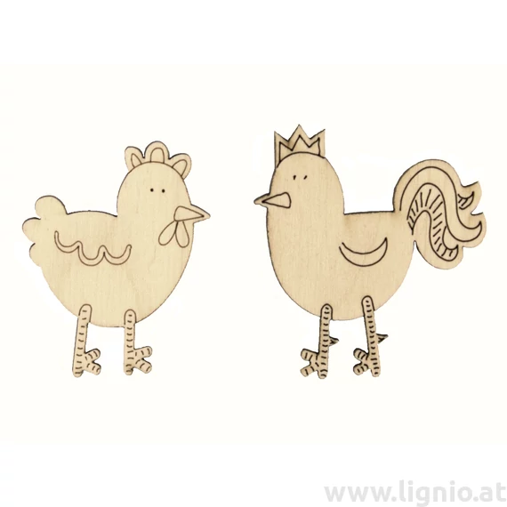 Holzfigure "Huhn und Hahn"