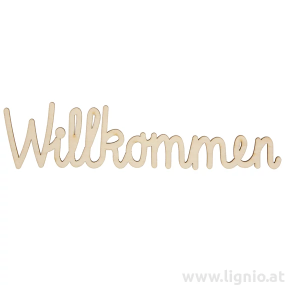 Holzschrift "Wilkommen" groß natur