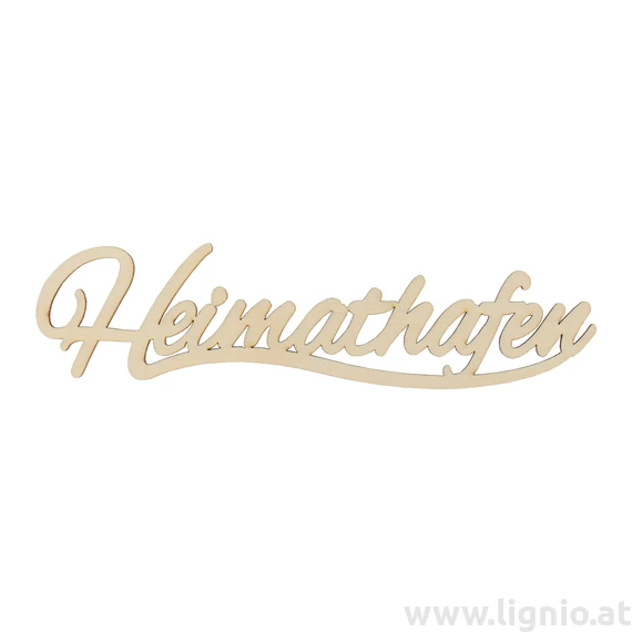 Holzschrift "Heimathafen" groß natur