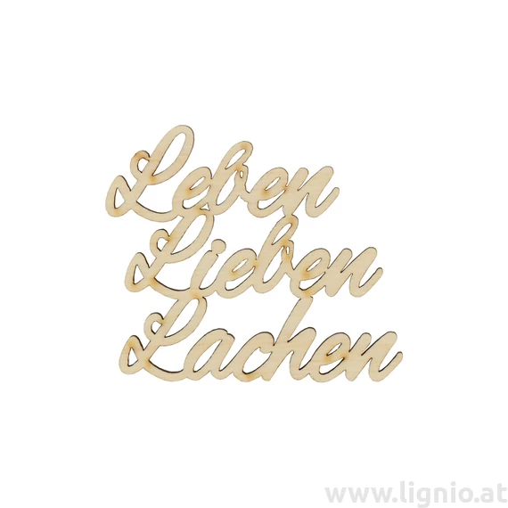 Holzschrift "Leben Lieben Lachen" groß natur