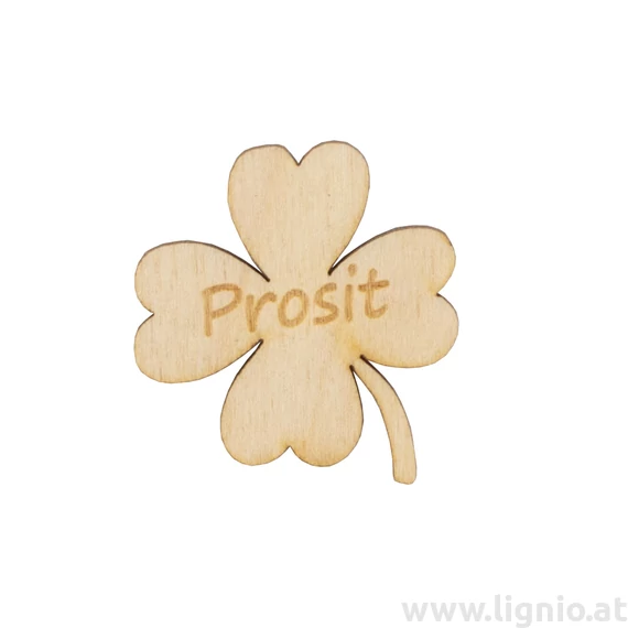 Silvester Holzfigure "Kleeblatt PROSIT natur"