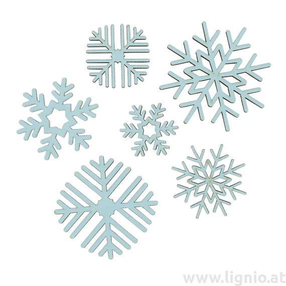 Holzfigure "Schneeflocken mix blau"