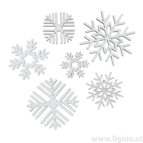 Holzfigure "Schneeflocken mix weiß"