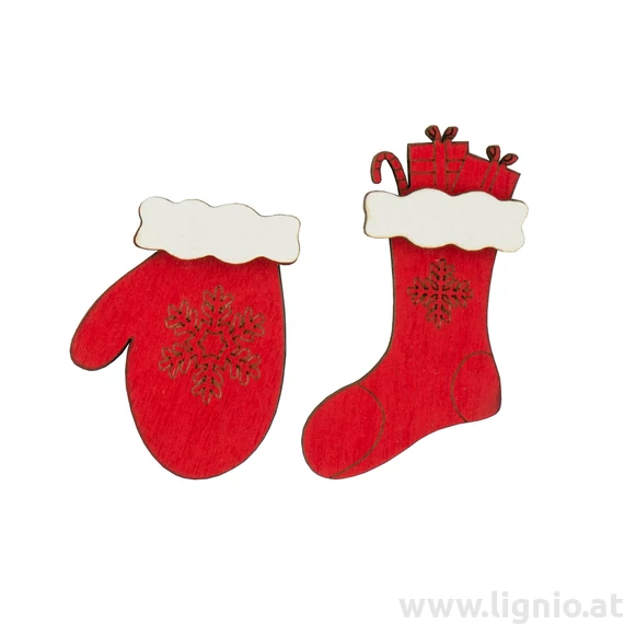 Holzfigure "Handschuh und Socke rot"