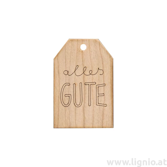 Grußkarte aus Kirschholz "Alles Gute "