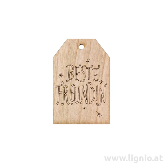 Grußkarte aus Kirschholz "Beste Freundin"