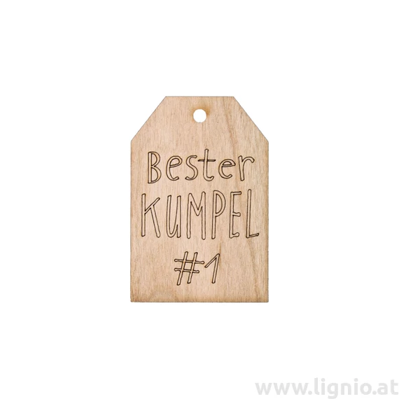 Grußkarte aus Kirschholz "Bester Kumpel"