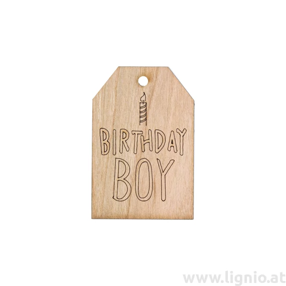 Grußkarte aus Kirschholz "Birthday boy"