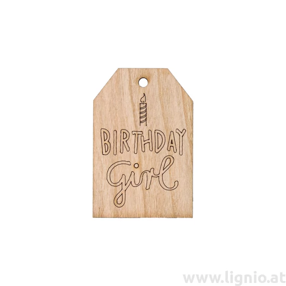 Grußkarte aus Kirschholz "Birthday girl"