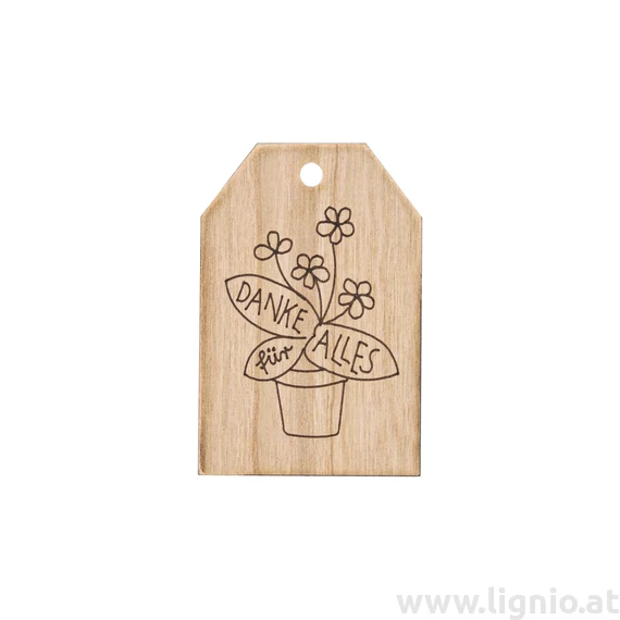 Grußkarte aus Kirschholz "Danke für Alles"