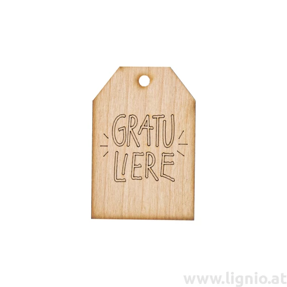 Grußkarte aus Kirschholz "Gratuliere"