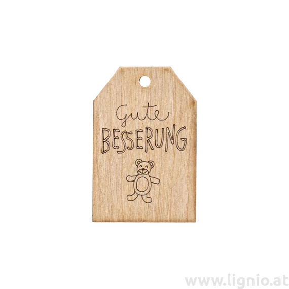 Grußkarte aus Kirschholz "Gute Besserung"