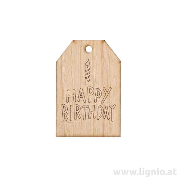 Grußkarte aus Kirschholz "Happy Birthday"