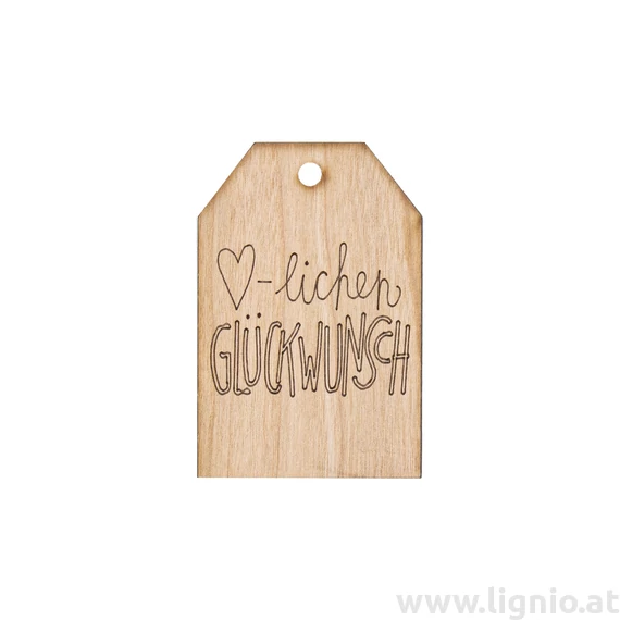Grußkarte aus Kirschholz "Herzlichen Glückwunsch"