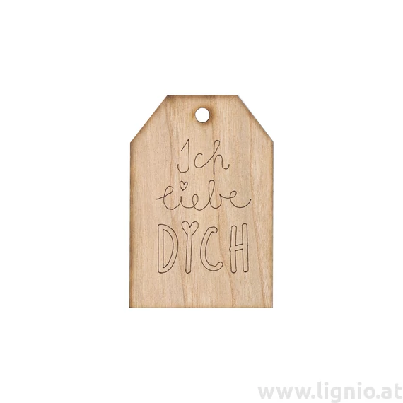 Grußkarte aus Kirschholz "Ich liebe Dich"