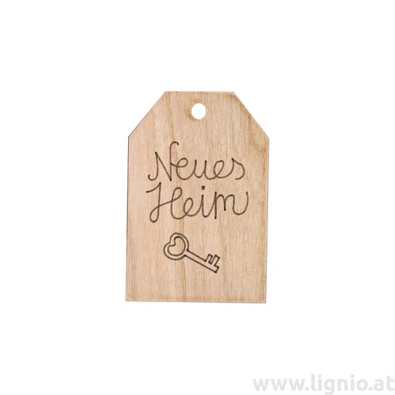 Grußkarte aus Kirschholz "Neues Heim"
