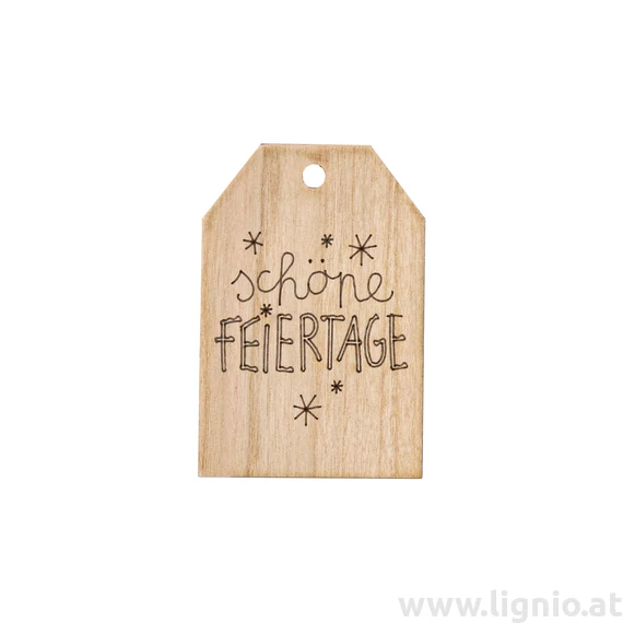 Grußkarte aus Kirschholz "Schöne Feiertage"