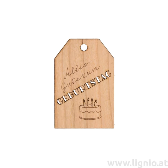Grußkarte aus Kirschholz "Alles Gute zum Geburtstag"