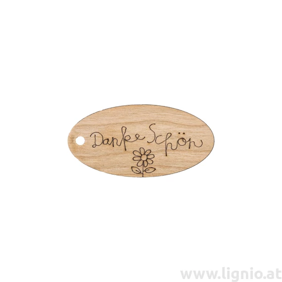 Oval Anhänger aus Kirschholz "Danke schön"
