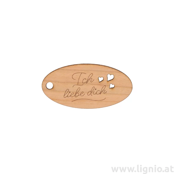 Oval Anhänger aus Kirschholz "Ich Liebe Dich"