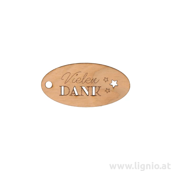 Oval Anhänger aus Kirschholz "Vielen Dank"