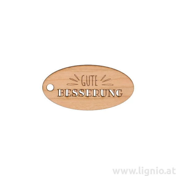 Oval Anhänger aus Kirschholz "Gute Besserung"