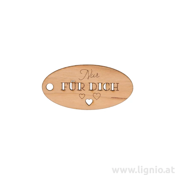 Oval Anhänger aus Kirschholz "Nur für Dich"